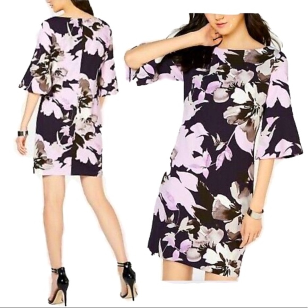 Vince Camuto Floral Bell Sleeve Dress Size 8